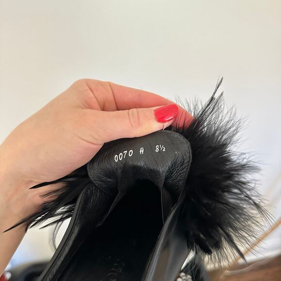 Here/Now Lily Feather Pom Leather Slip On Platform Sneaker Black 8.5 - Picture 7 of 7